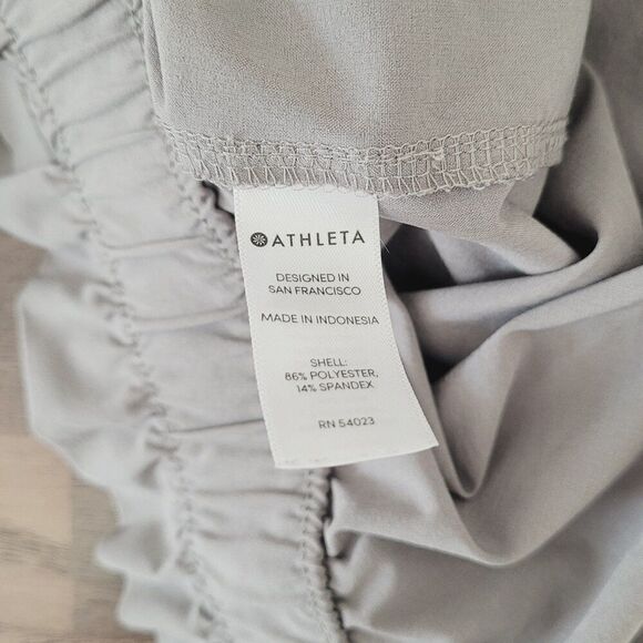 Athleta Skyline II Paper Bag Waist Pants in Light Grey Size 14 Tall - Picture 2 of 12